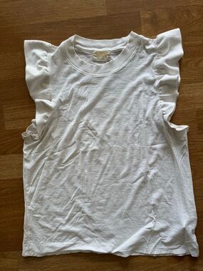 Nation LTD White Ruffle Sleeve Tank Top